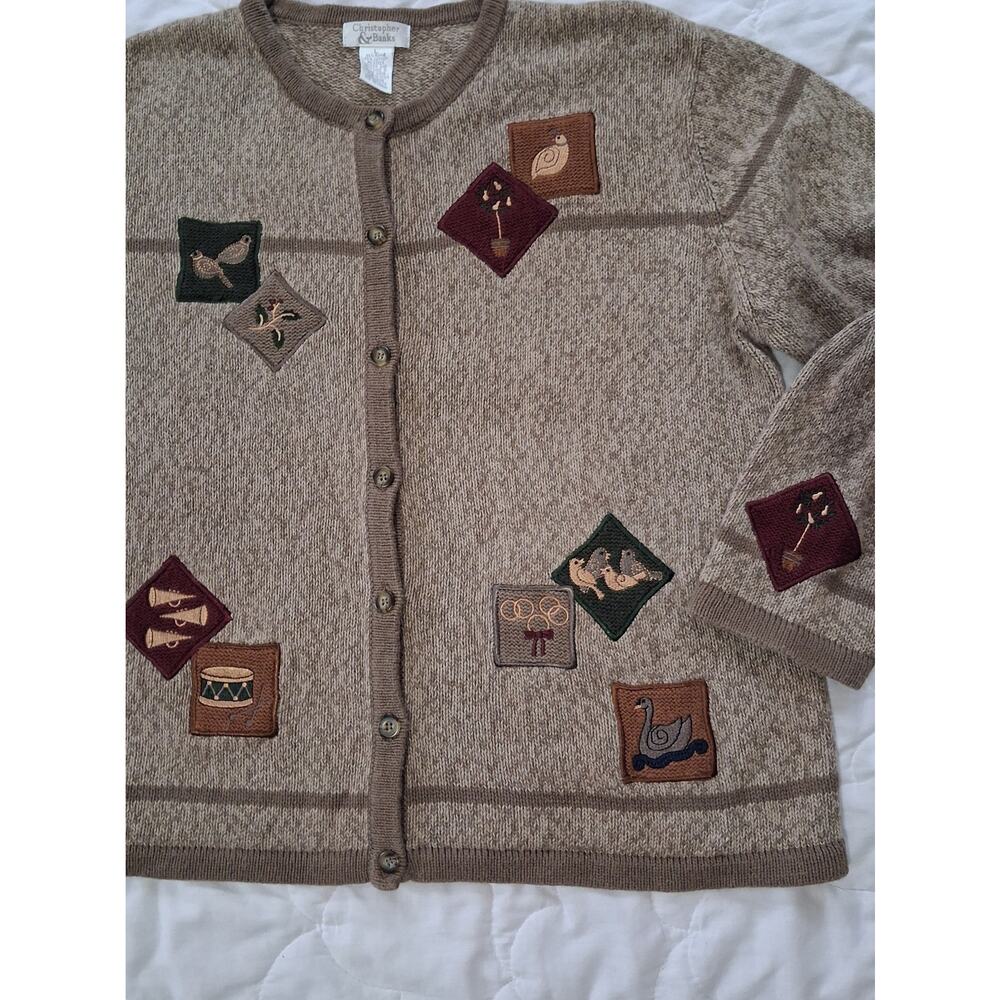 Vintage 2002 Christopher & Banks 12 Days of Christmas Cardigan Sweater L - Picture 3 of 8